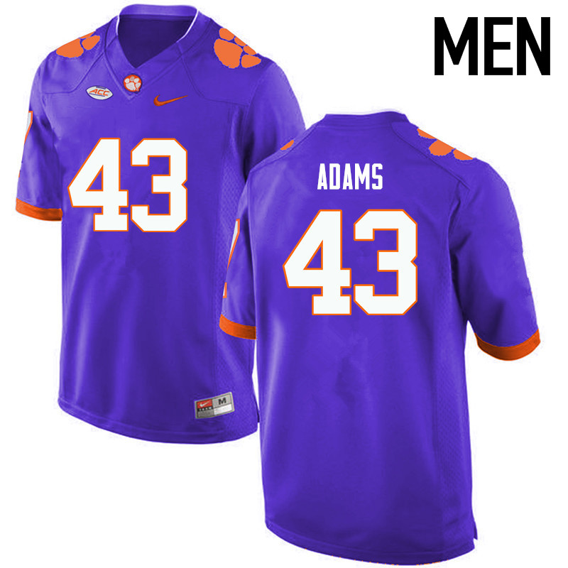Men Clemson Tigers #43 Keith Adams College Football Jerseys-Purple - Click Image to Close